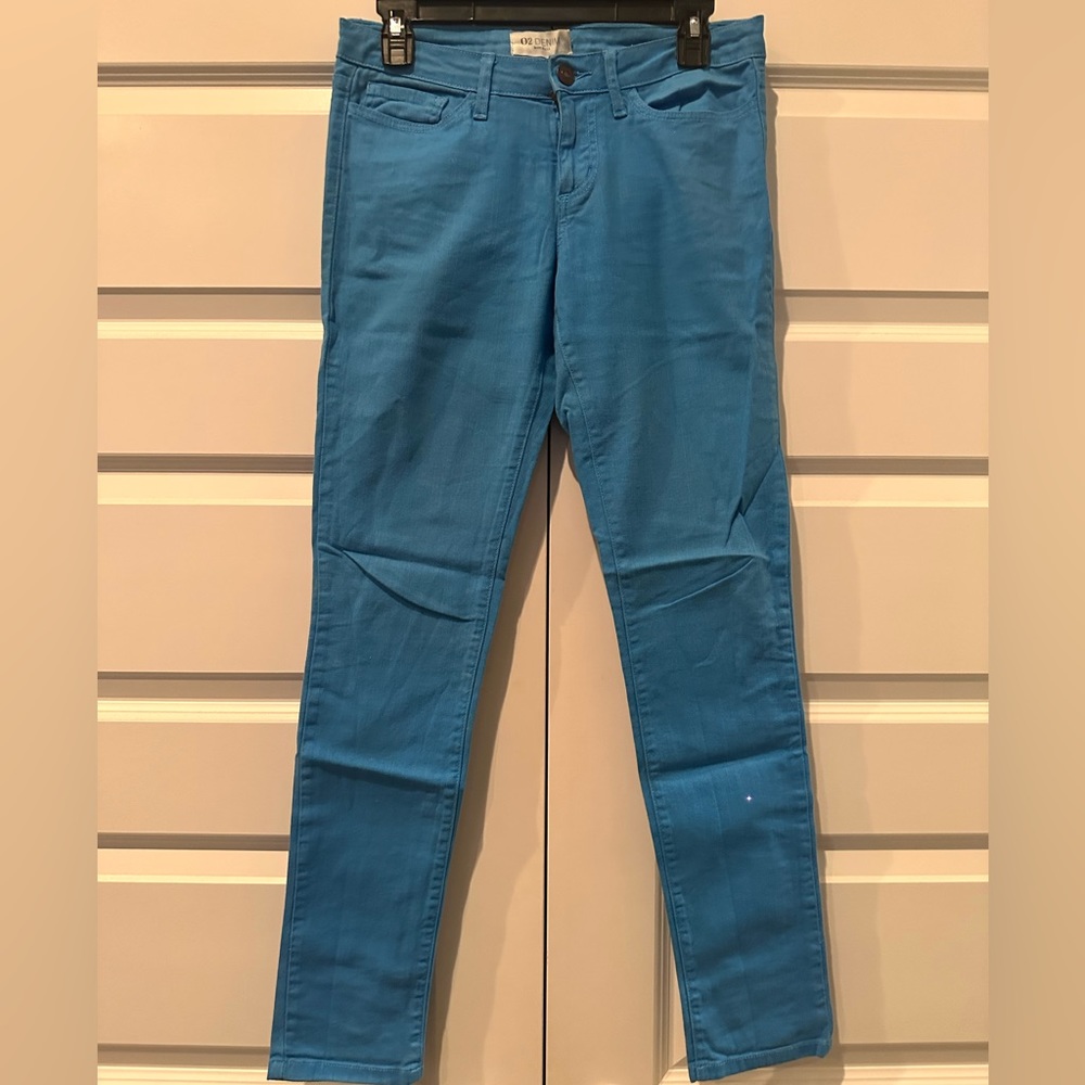 Bright sky blue jeans